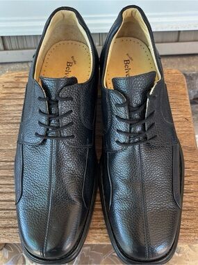 Belvedere Men’s Black Leather Lace-Up Derby Shoes 10 EEE